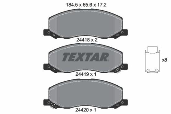 TEXTAR Bremsscheibe 92187303 + Bremsbelagsatz, Scheibenbremse 2442101 + Bremsbelagsatz, Scheibenbremse 2441801 + Bremsscheibe 92187103 Bild TEXTAR Bremsscheibe 92187303 + Bremsbelagsatz, Scheibenbremse 2442101 + Bremsbelagsatz, Scheibenbremse 2441801 + Bremsscheibe 92187103