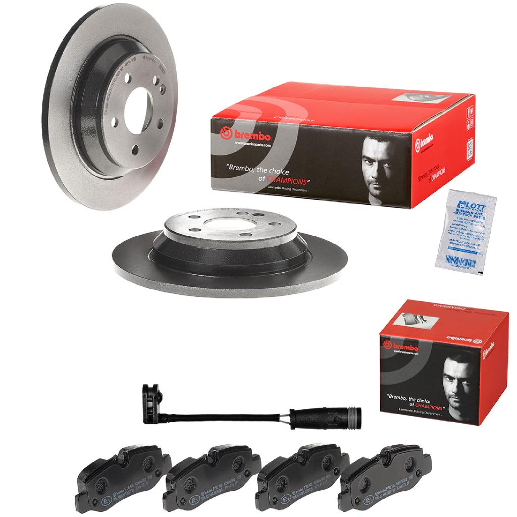 BREMBO Warnkontakt, Bremsbelagverschleiß A 00 287 + Bremsbelagsatz, Scheibenbremse P 50 126 + Bremsscheibe 08.C065.11