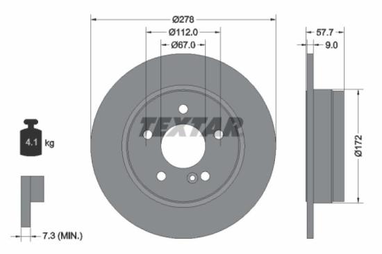 TEXTAR Bremsscheibe 92163103 + Bremsbelagsatz, Scheibenbremse 2425301 Bild TEXTAR Bremsscheibe 92163103 + Bremsbelagsatz, Scheibenbremse 2425301