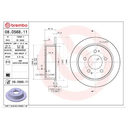 BREMBO Bremsbelagsatz, Scheibenbremse P 15 010 + Bremsscheibe 08.D568.11 Bild BREMBO Bremsbelagsatz, Scheibenbremse P 15 010 + Bremsscheibe 08.D568.11