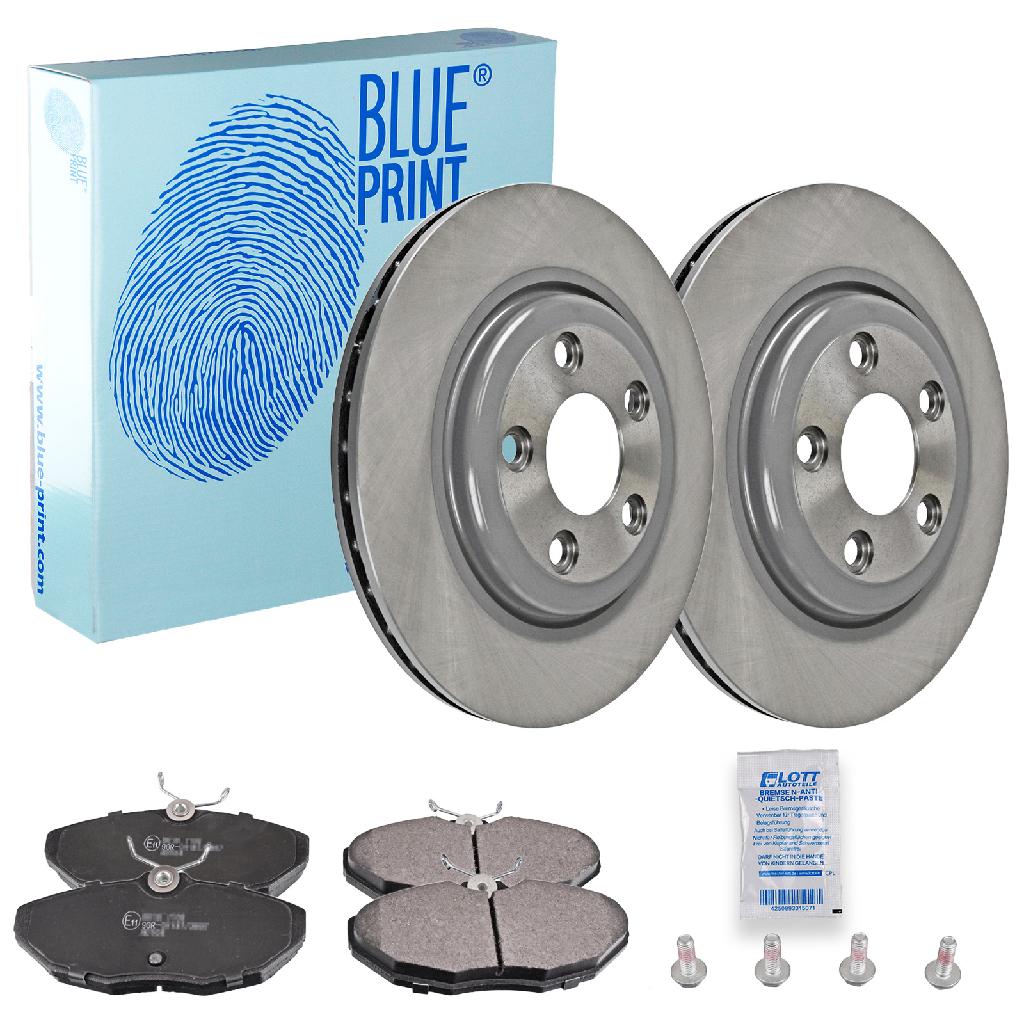 BLUE PRINT Bremsscheibe ADJ134345 + Bremsbelagsatz, Scheibenbremse ADJ134230