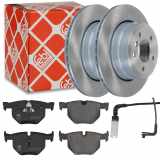 FEBI BILSTEIN Warnkontakt, Bremsbelagverschleiß 23025 + Bremsbelagsatz, Scheibenbremse 16466 + Bremsscheibe 43894