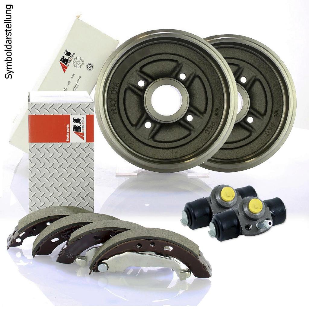 A.B.S. Bremsbackensatz 9061 + Bremstrommel 2708-S + Radbremszylinder 72896X + Zubehörsatz, Bremsbacken 0795Q