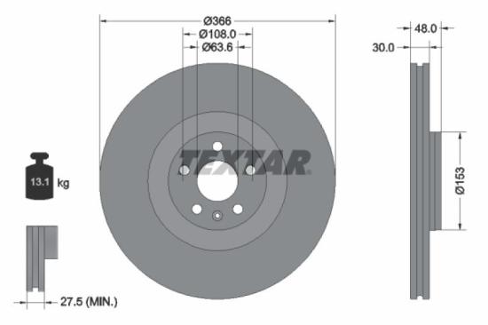 TEXTAR Bremsbelagsatz, Scheibenbremse 2231701 + Bremsscheibe 92308905 Bild TEXTAR Bremsbelagsatz, Scheibenbremse 2231701 + Bremsscheibe 92308905