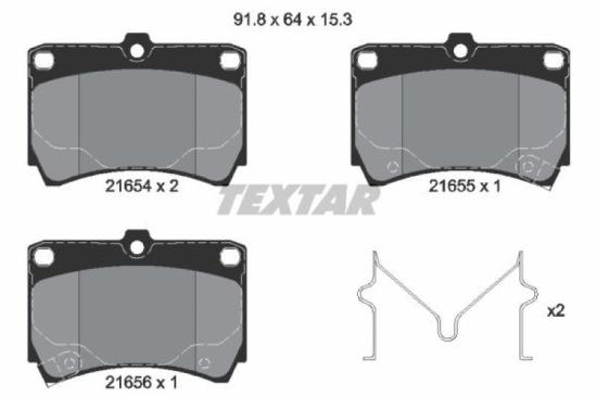 TEXTAR Bremsbelagsatz, Scheibenbremse 2165404 + Bremsscheibe 92061500 Bild TEXTAR Bremsbelagsatz, Scheibenbremse 2165404 + Bremsscheibe 92061500