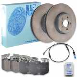 FEBI BILSTEIN Warnkontakt, Bremsbelagverschleiß 171446 BLUE PRINT Bremsbelagsatz, Scheibenbremse ADBP420002 + Bremsscheibe ADBP430021