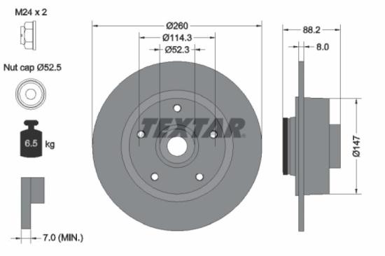 TEXTAR Bremsscheibe 92195903 + Bremsbelagsatz, Scheibenbremse 2482001 Bild TEXTAR Bremsscheibe 92195903 + Bremsbelagsatz, Scheibenbremse 2482001