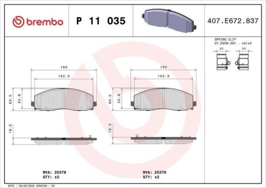 BREMBO Bremsbelagsatz, Scheibenbremse P 11 035 + Bremsscheibe 09.E127.11 Bild BREMBO Bremsbelagsatz, Scheibenbremse P 11 035 + Bremsscheibe 09.E127.11