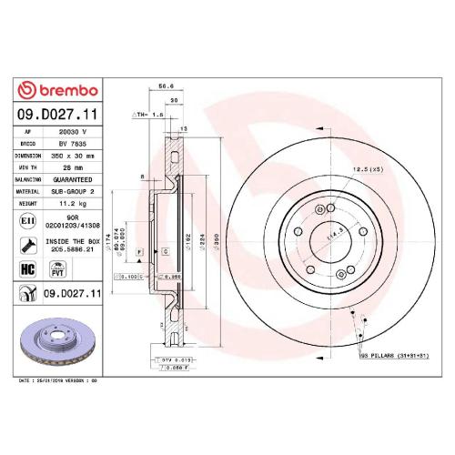 BREMBO Bremsscheibe 09.D027.11 + Bremsbelagsatz, Scheibenbremse P 30 113 Bild BREMBO Bremsscheibe 09.D027.11 + Bremsbelagsatz, Scheibenbremse P 30 113
