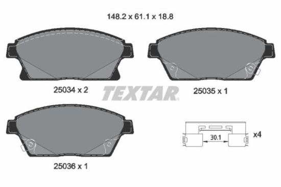 TEXTAR Bremsbelagsatz, Scheibenbremse 2503401 + Bremsscheibe 92198903 Bild TEXTAR Bremsbelagsatz, Scheibenbremse 2503401 + Bremsscheibe 92198903