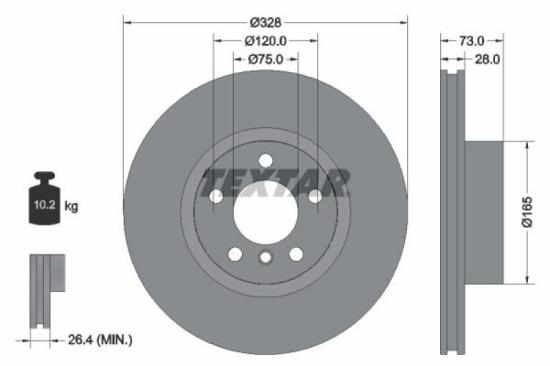 TEXTAR Warnkontakt, Bremsbelagverschleiß 98043500 + Bremsscheibe 92257105 + Bremsbelagsatz, Scheibenbremse 2519901 Bild TEXTAR Warnkontakt, Bremsbelagverschleiß 98043500 + Bremsscheibe 92257105 + Bremsbelagsatz, Scheibenbremse 2519901