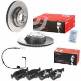 BREMBO Warnkontakt, Bremsbelagverschleiß A 00 213 + Bremsbelagsatz, Scheibenbremse P 06 040 + Bremsscheibe 09.A259.11