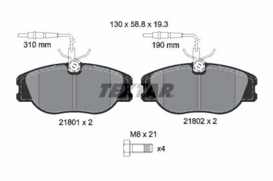 TEXTAR Bremsbelagsatz, Scheibenbremse 2180101 + Bremsscheibe 92074003 Bild TEXTAR Bremsbelagsatz, Scheibenbremse 2180101 + Bremsscheibe 92074003