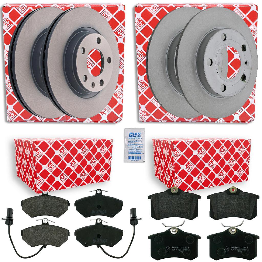 FEBI BILSTEIN Bremsbelagsatz, Scheibenbremse 16146 + Bremsscheibe 18398 + Bremsbelagsatz, Scheibenbremse 16340 + Bremsscheibe 23570