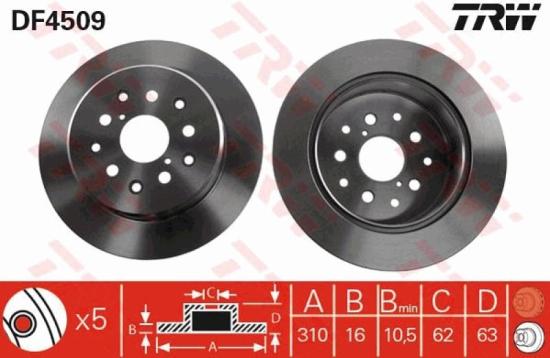 TRW Bremsscheibe DF4509 + Bremsbelagsatz, Scheibenbremse GDB3233 + Bremsscheibe DF4182S + Bremsbelagsatz, Scheibenbremse GDB1184 Bild TRW Bremsscheibe DF4509 + Bremsbelagsatz, Scheibenbremse GDB3233 + Bremsscheibe DF4182S + Bremsbelagsatz, Scheibenbremse GDB1184