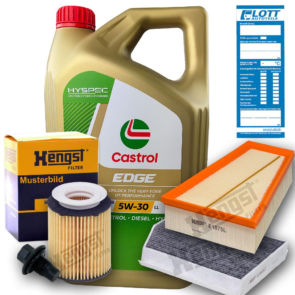Castrol Motoröl + Ölfilter + Luftfilter + Innenraumfilter + Ablassschraube