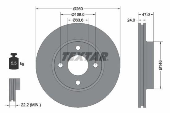 TEXTAR Bremsscheibe 92063503 + Bremsbelagsatz, Scheibenbremse 2139408 Bild TEXTAR Bremsscheibe 92063503 + Bremsbelagsatz, Scheibenbremse 2139408