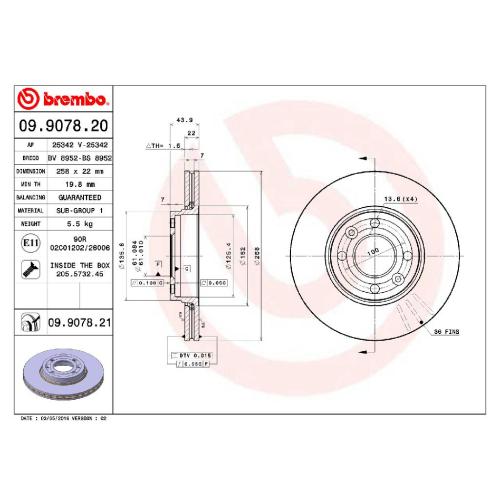 BREMBO Bremsscheibe 09.9078.21 + Bremsbelagsatz, Scheibenbremse P 68 059 Bild BREMBO Bremsscheibe 09.9078.21 + Bremsbelagsatz, Scheibenbremse P 68 059