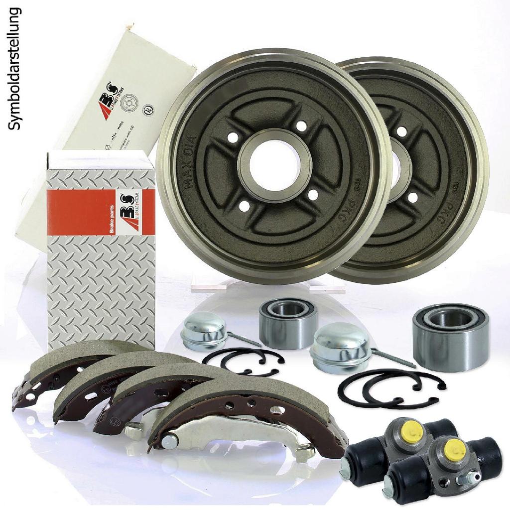 A.B.S. Bremstrommel 2471-S + Radlagersatz 200203 + Bremsbackensatz 8833 + Radbremszylinder 62403X + Radbremszylinder 62404X + Zubehörsatz, Bremsbacken 0650Q