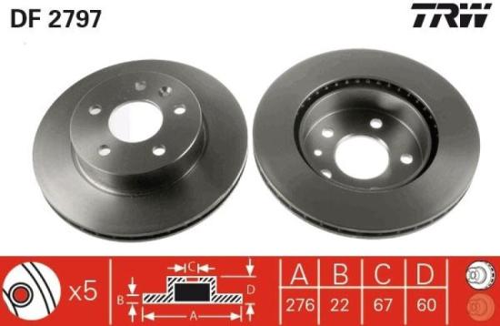 TRW Warnkontakt, Bremsbelagverschleiß GIC162 + Bremsscheibe DF2797 + Bremsbelagsatz, Scheibenbremse GDB1373 Bild TRW Warnkontakt, Bremsbelagverschleiß GIC162 + Bremsscheibe DF2797 + Bremsbelagsatz, Scheibenbremse GDB1373