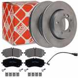 FEBI BILSTEIN Bremsscheibe 174717 + Warnkontakt, Bremsbelagverschleiß 172511 + Bremsbelagsatz, Scheibenbremse 16985