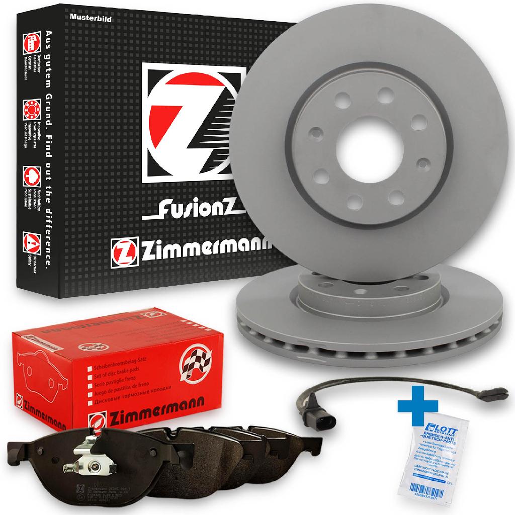 ZIMMERMANN Bremsscheibe 150.2956.32 + Bremsbelagsatz, Scheibenbremse 25900.195.1 BREMBO Warnkontakt, Bremsbelagverschleiß A 00 523