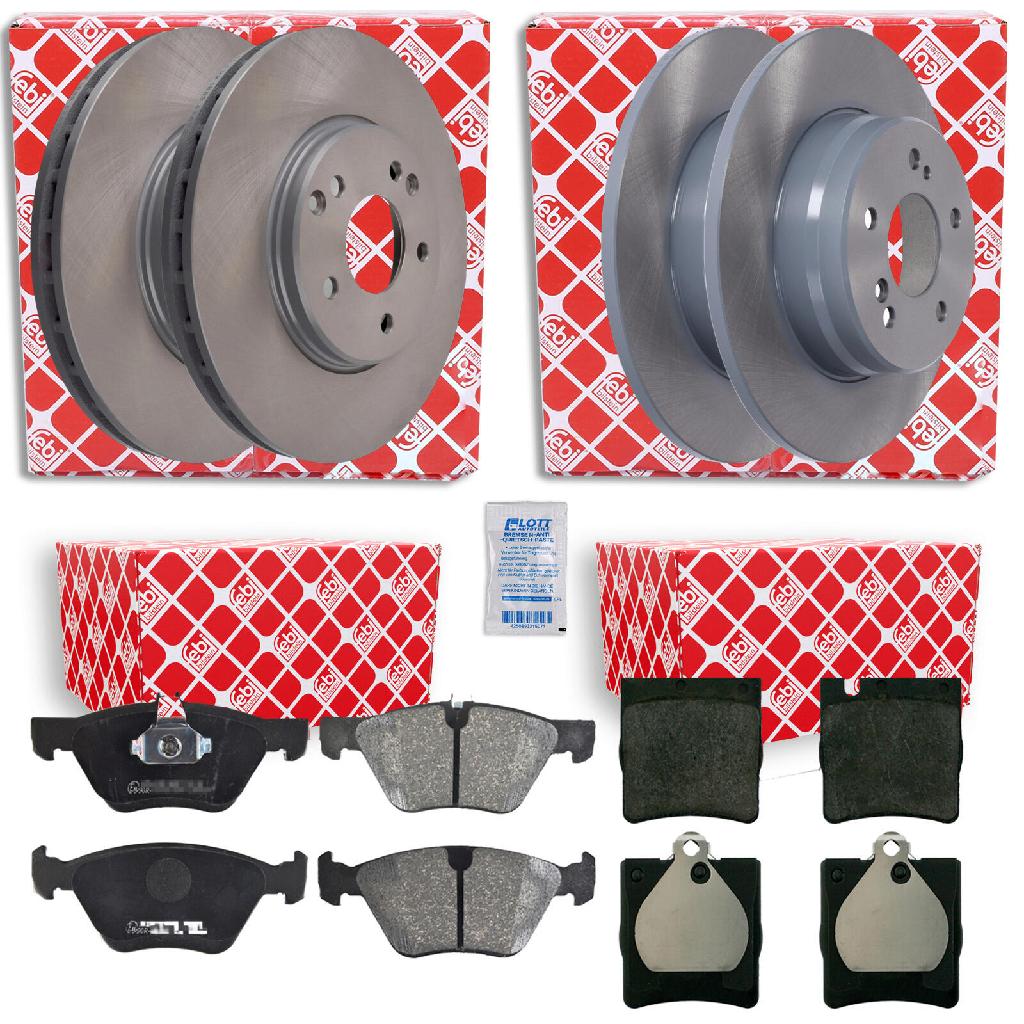 FEBI BILSTEIN Bremsbelagsatz, Scheibenbremse 16028 + Bremsbelagsatz, Scheibenbremse 16399 + Bremsscheibe 04630 + Bremsscheibe 04628