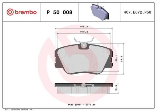 BREMBO Bremsscheibe 08.4750.34 + Bremsbelagsatz, Scheibenbremse P 50 008 Bild BREMBO Bremsscheibe 08.4750.34 + Bremsbelagsatz, Scheibenbremse P 50 008