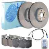 FEBI BILSTEIN Warnkontakt, Bremsbelagverschleiß 171446 BLUE PRINT Bremsbelagsatz, Scheibenbremse ADBP420002 + Bremsscheibe ADBP430020