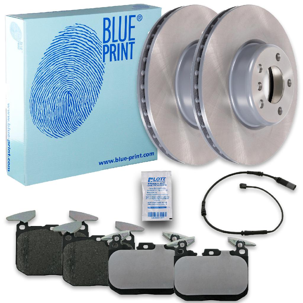 FEBI BILSTEIN Warnkontakt, Bremsbelagverschleiß 39138 BLUE PRINT Bremsbelagsatz, Scheibenbremse ADB114231 + Bremsscheibe ADB114376