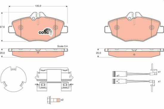 TRW Bremsbelagsatz, Scheibenbremse GDB1542 + Bremsscheibe DF4261 Bild TRW Bremsbelagsatz, Scheibenbremse GDB1542 + Bremsscheibe DF4261