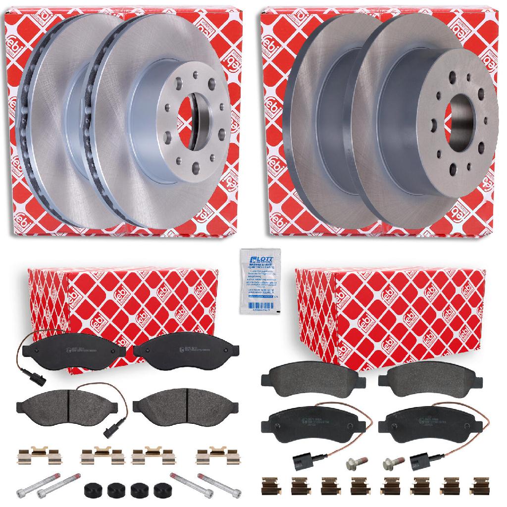 FEBI BILSTEIN Bremsbelagsatz, Scheibenbremse 177451 + Bremsbelagsatz, Scheibenbremse 16956 + Bremsscheibe 43902 + Bremsscheibe 43974