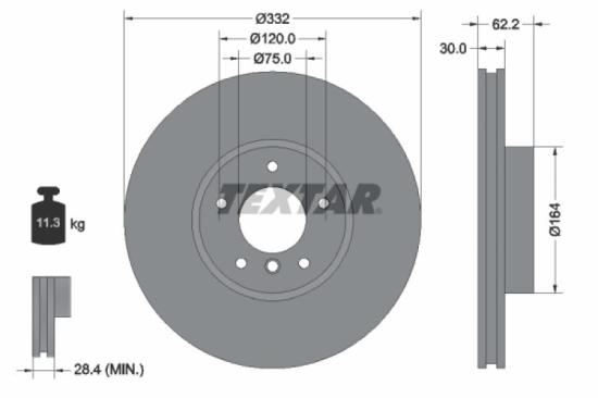 TEXTAR Bremsbelagsatz, Scheibenbremse 2417001 + Warnkontakt, Bremsbelagverschleiß 98044400 + Bremsscheibe 92160805 Bild TEXTAR Bremsbelagsatz, Scheibenbremse 2417001 + Warnkontakt, Bremsbelagverschleiß 98044400 + Bremsscheibe 92160805
