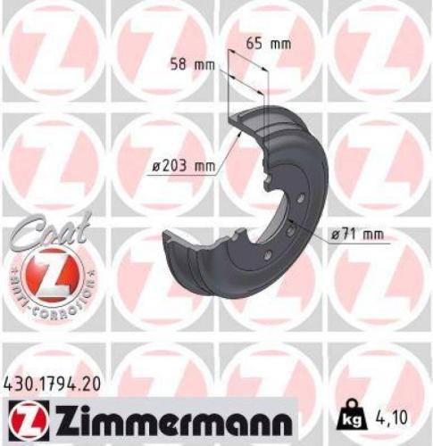 ZIMMERMANN Bremsbackensatz 10990.142.0 + Bremstrommel 430.1794.20 Bild ZIMMERMANN Bremsbackensatz 10990.142.0 + Bremstrommel 430.1794.20