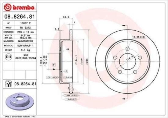 BREMBO Bremsscheibe 08.8264.81 + Bremsbelagsatz, Scheibenbremse P 37 012 Bild BREMBO Bremsscheibe 08.8264.81 + Bremsbelagsatz, Scheibenbremse P 37 012