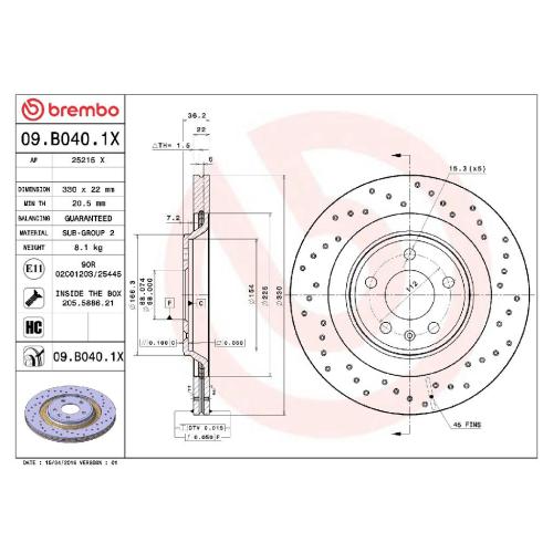 BREMBO Bremsbelagsatz, Scheibenbremse P 85 100X + Bremsscheibe 09.B040.1X Bild BREMBO Bremsbelagsatz, Scheibenbremse P 85 100X + Bremsscheibe 09.B040.1X