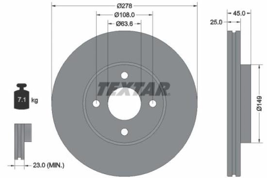 TEXTAR Bremsscheibe 92159003 + Bremsbelagsatz, Scheibenbremse 2344007 Bild TEXTAR Bremsscheibe 92159003 + Bremsbelagsatz, Scheibenbremse 2344007