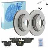 FEBI BILSTEIN Warnkontakt, Bremsbelagverschleiß 23123 BLUE PRINT Bremsbelagsatz, Scheibenbremse ADB114237 + Bremsscheibe ADB1143103