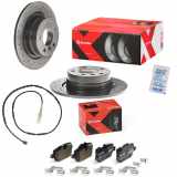 BREMBO Bremsbelagsatz, Scheibenbremse P 06 037X + Warnkontakt, Bremsbelagverschleiß A 00 437 + Bremsscheibe 08.A205.1X
