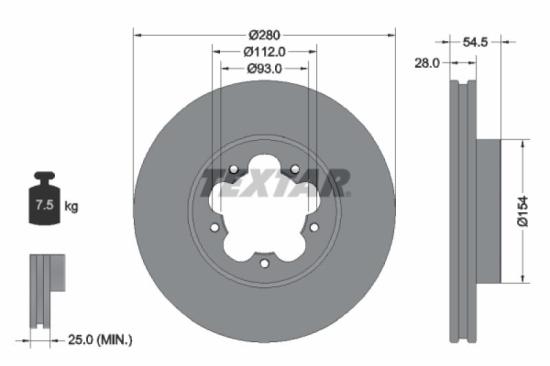 TEXTAR Bremsscheibe 92151803 + Bremsbelagsatz, Scheibenbremse 2448501 Bild TEXTAR Bremsscheibe 92151803 + Bremsbelagsatz, Scheibenbremse 2448501