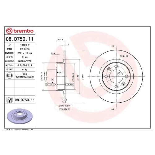 BREMBO Bremsscheibe 08.D750.11 + Bremsbelagsatz, Scheibenbremse P 23 064 Bild BREMBO Bremsscheibe 08.D750.11 + Bremsbelagsatz, Scheibenbremse P 23 064