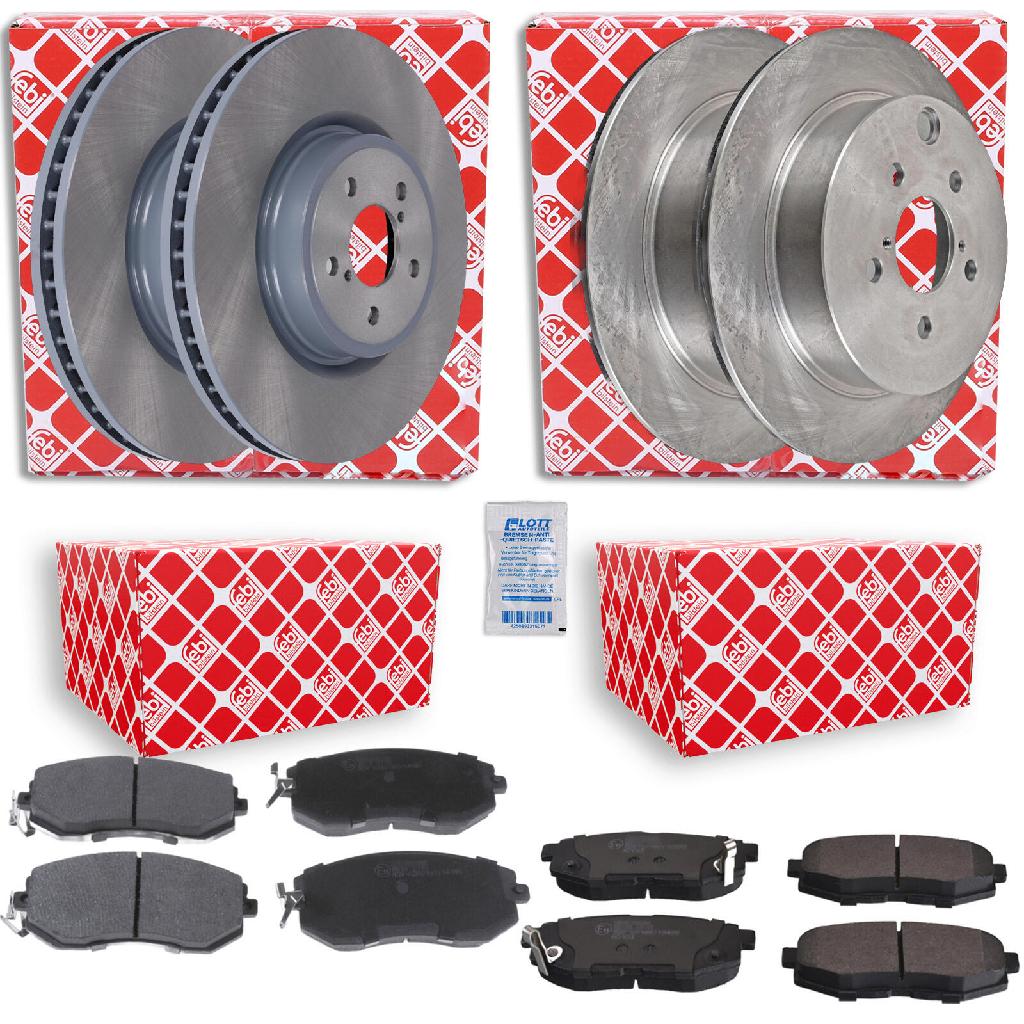FEBI BILSTEIN Bremsbelagsatz, Scheibenbremse 116326 + Bremsscheibe 108520 + Bremsbelagsatz, Scheibenbremse 116338 + Bremsscheibe 108659