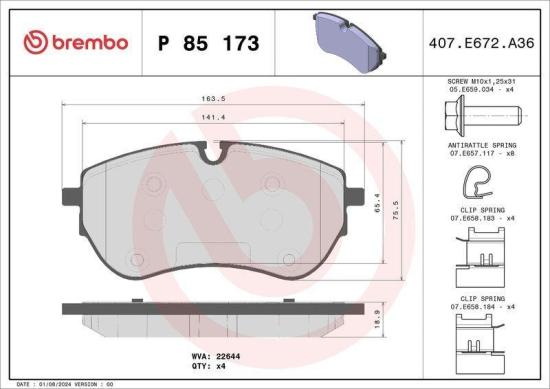 BREMBO Bremsbelagsatz, Scheibenbremse P 85 173 + Bremsscheibe 09.C636.11 Bild BREMBO Bremsbelagsatz, Scheibenbremse P 85 173 + Bremsscheibe 09.C636.11