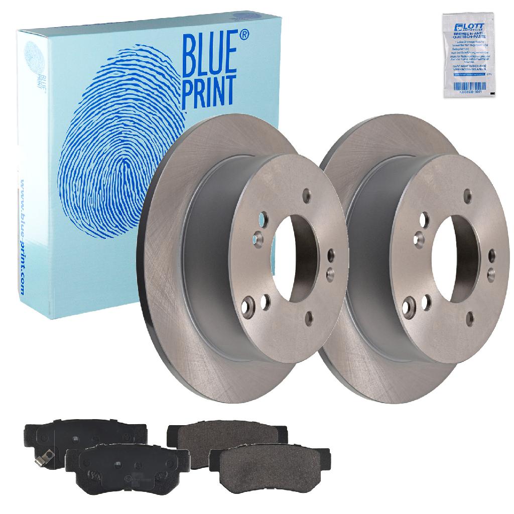 BLUE PRINT Bremsscheibe ADG04387 + Bremsbelagsatz, Scheibenbremse ADG04249