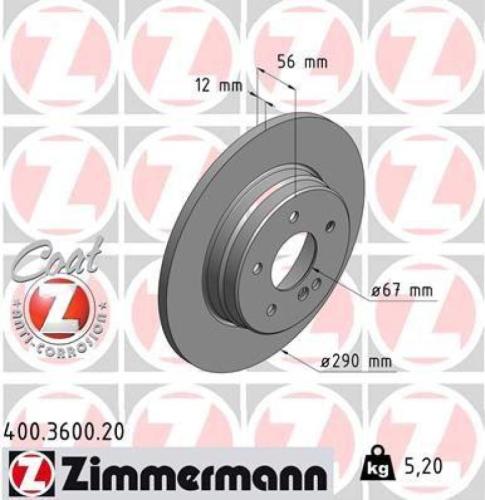 ZIMMERMANN Bremsbelagsatz, Scheibenbremse 21305.155.1 + Bremsscheibe 400.3600.20 Bild ZIMMERMANN Bremsbelagsatz, Scheibenbremse 21305.155.1 + Bremsscheibe 400.3600.20