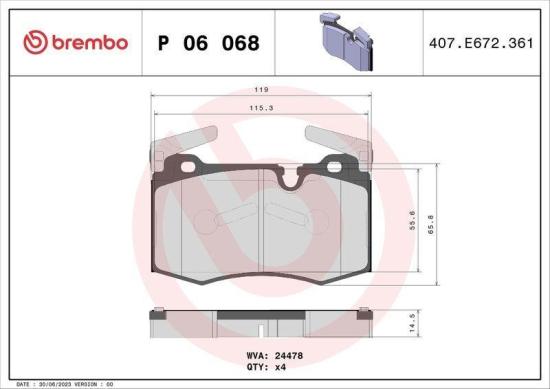 BREMBO Bremsscheibe 09.A047.21 + Bremsbelagsatz, Scheibenbremse P 06 068 + Warnkontakt, Bremsbelagverschleiß A 00 446 Bild BREMBO Bremsscheibe 09.A047.21 + Bremsbelagsatz, Scheibenbremse P 06 068 + Warnkontakt, Bremsbelagverschleiß A 00 446