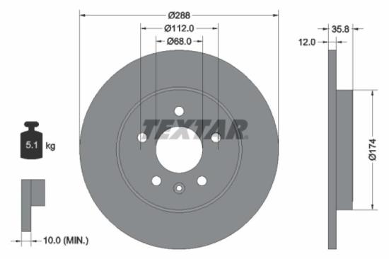 TEXTAR Bremsscheibe 92137003 + Bremsbelagsatz, Scheibenbremse 2391401 Bild TEXTAR Bremsscheibe 92137003 + Bremsbelagsatz, Scheibenbremse 2391401