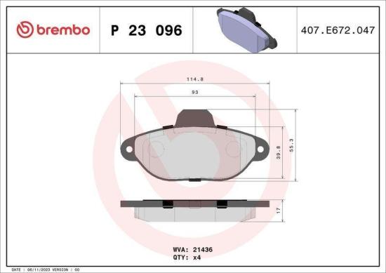 BREMBO Bremsbelagsatz, Scheibenbremse P 23 096 + Bremsscheibe 08.5085.11 Bild BREMBO Bremsbelagsatz, Scheibenbremse P 23 096 + Bremsscheibe 08.5085.11