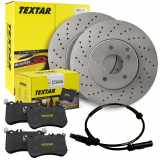 TEXTAR Warnkontakt, Bremsbelagverschleiß 98036400 + Bremsbelagsatz, Scheibenbremse 2396001 + Bremsscheibe 92171905