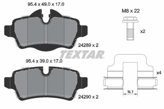 TEXTAR Warnkontakt, Bremsbelagverschleiß 98036300 + Bremsscheibe 92175003 + Bremsbelagsatz, Scheibenbremse 2428901 Bild TEXTAR Warnkontakt, Bremsbelagverschleiß 98036300 + Bremsscheibe 92175003 + Bremsbelagsatz, Scheibenbremse 2428901